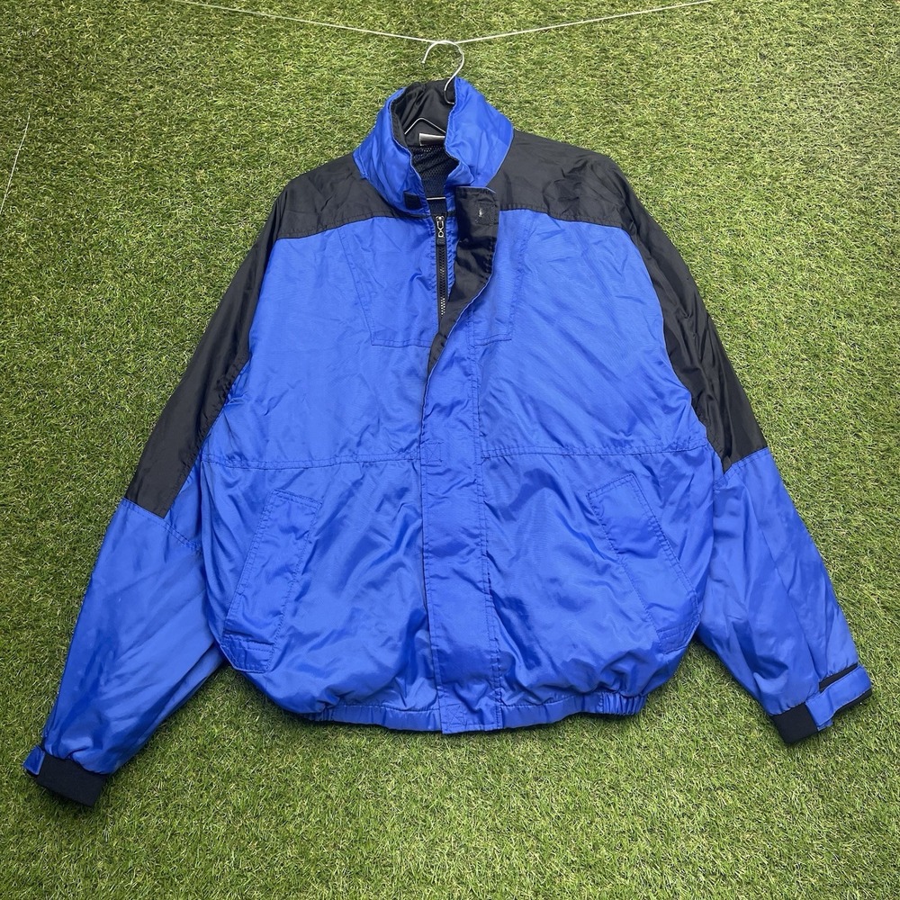 Vintage 90s Marlboro Jacket Mens Large Blue Hiking 90s Outdoor Travel Zip Hooded
